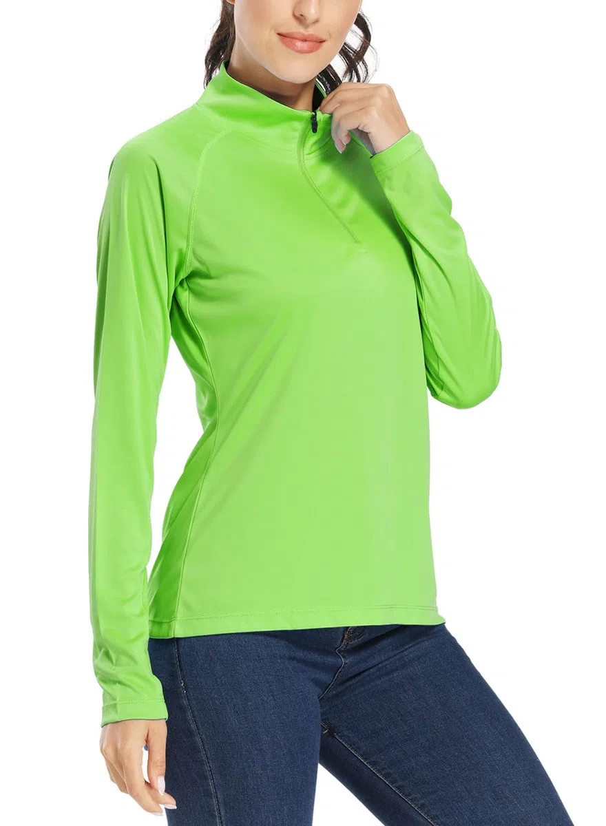 Willit Maglia da donna UPF 50+ protezione solare SPF manica lunga leggera mezza zip Golf Outdoor Shirt Quick Dry