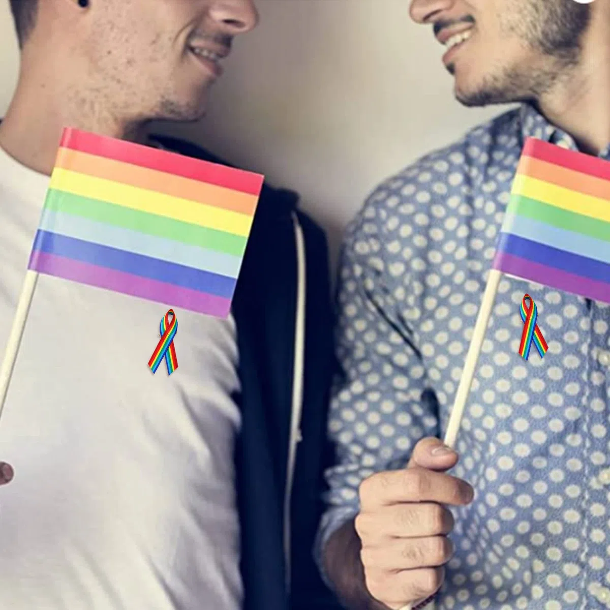 WANDIC 100 Spille a Nastro Arcobaleno con Motivo Arcobaleno in Raso, con spilli di Sicurezza per Donne e Uomini (Stile 2)