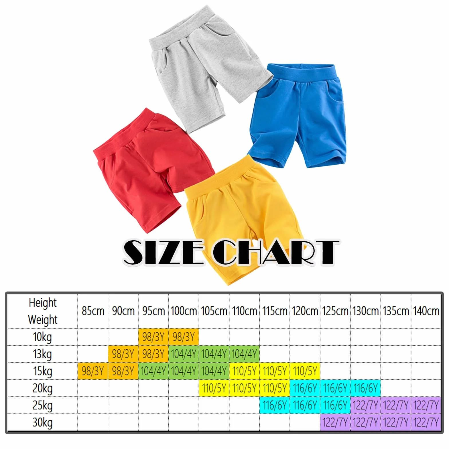 Coddkre Pantaloncini Bambino Pantaloncini Ragazzo Corti in Cotone Vita Elasticizzata, 2 Tasche, Pacco da 3
