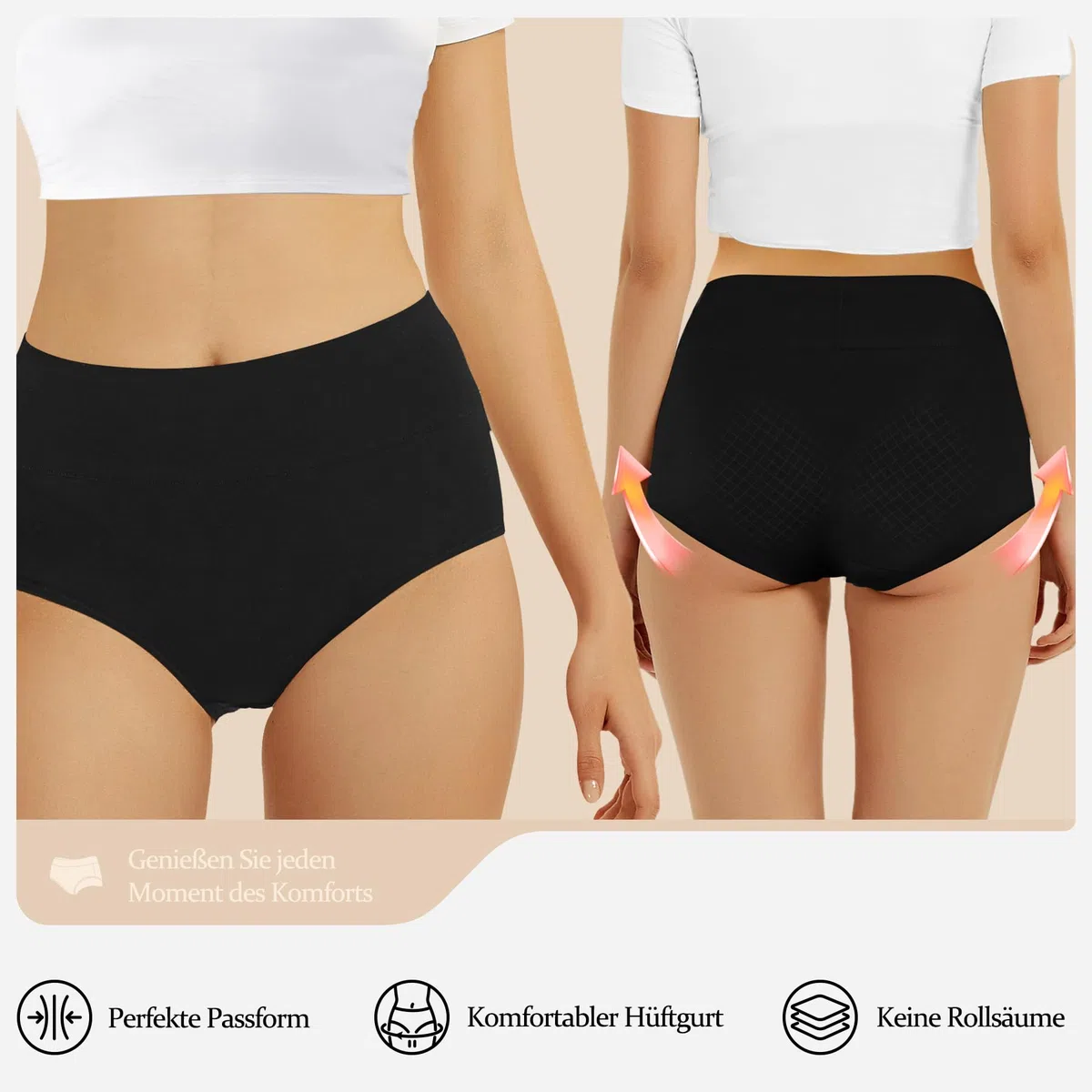 FALARY Mutande Vita Alta Donna in Cotone, Pacco da 5