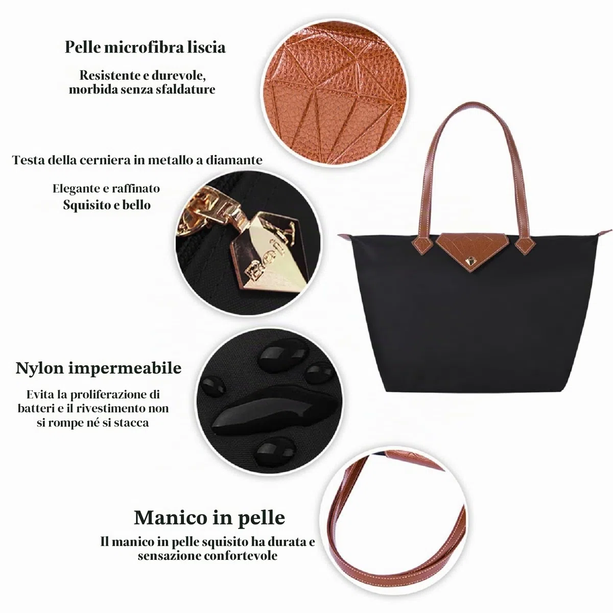 Borse Tote da Donna Borsa a Tracolla Elegante da Donna in Nylon Impermeabile Borsa con Manico Superiore Borsa da Viaggio Pieghevole da Spiaggia per Lavoro, Shopping, Grande