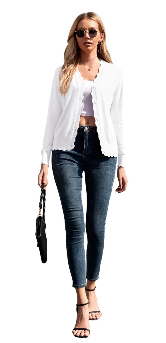 GRECERELLE Cardigan da Donna con Bottoni e Scollo a V Cardigan da Donna in Pizzo Estivo, Leggero ed Elegante