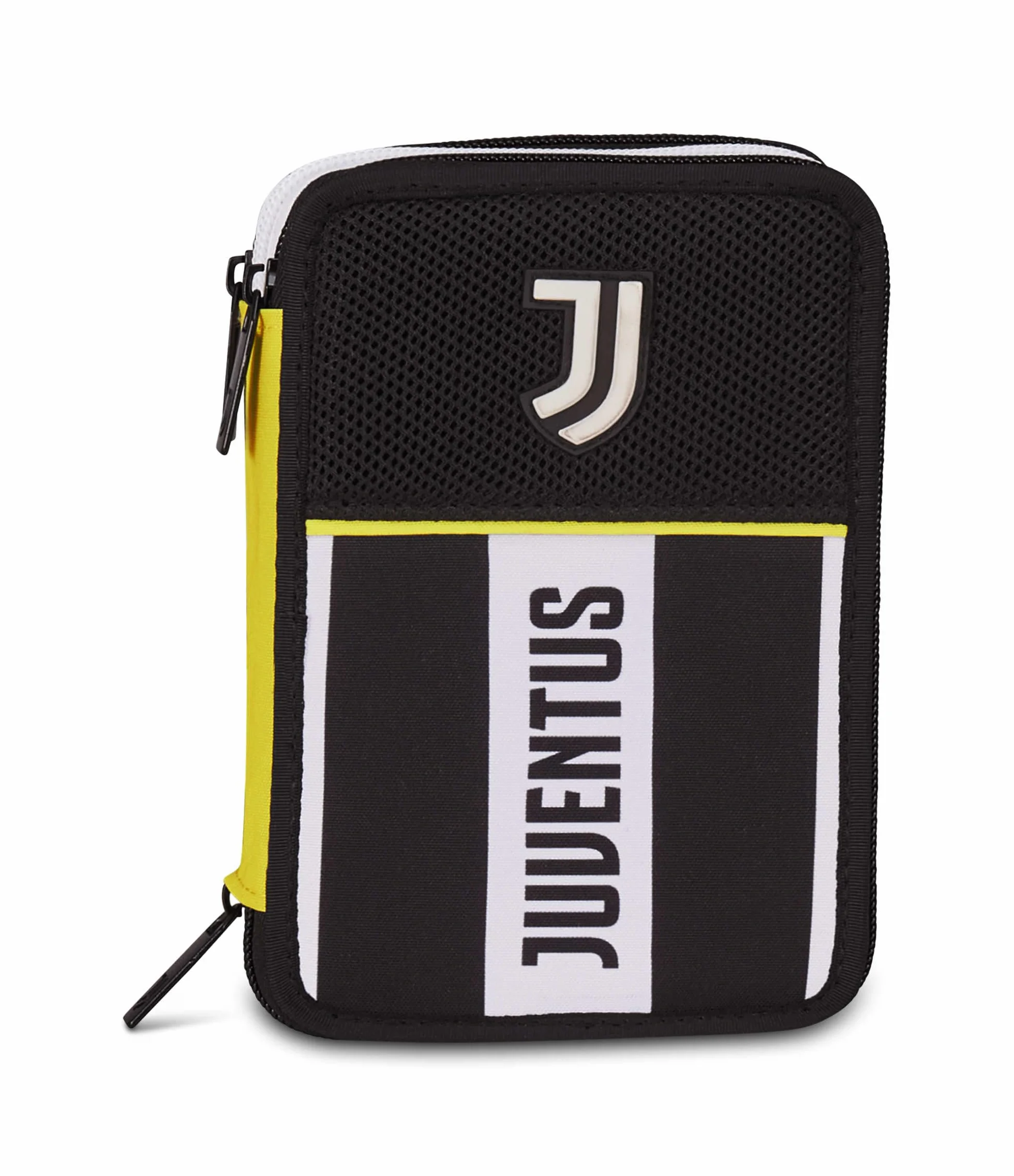 Seven Juventus Astuccio Scuola 3 Zip, Nero, Portapenne Triplo Scomparto Completo Di Penne, Matite, Colori, Scuola Elementare, Bambino, Calcio