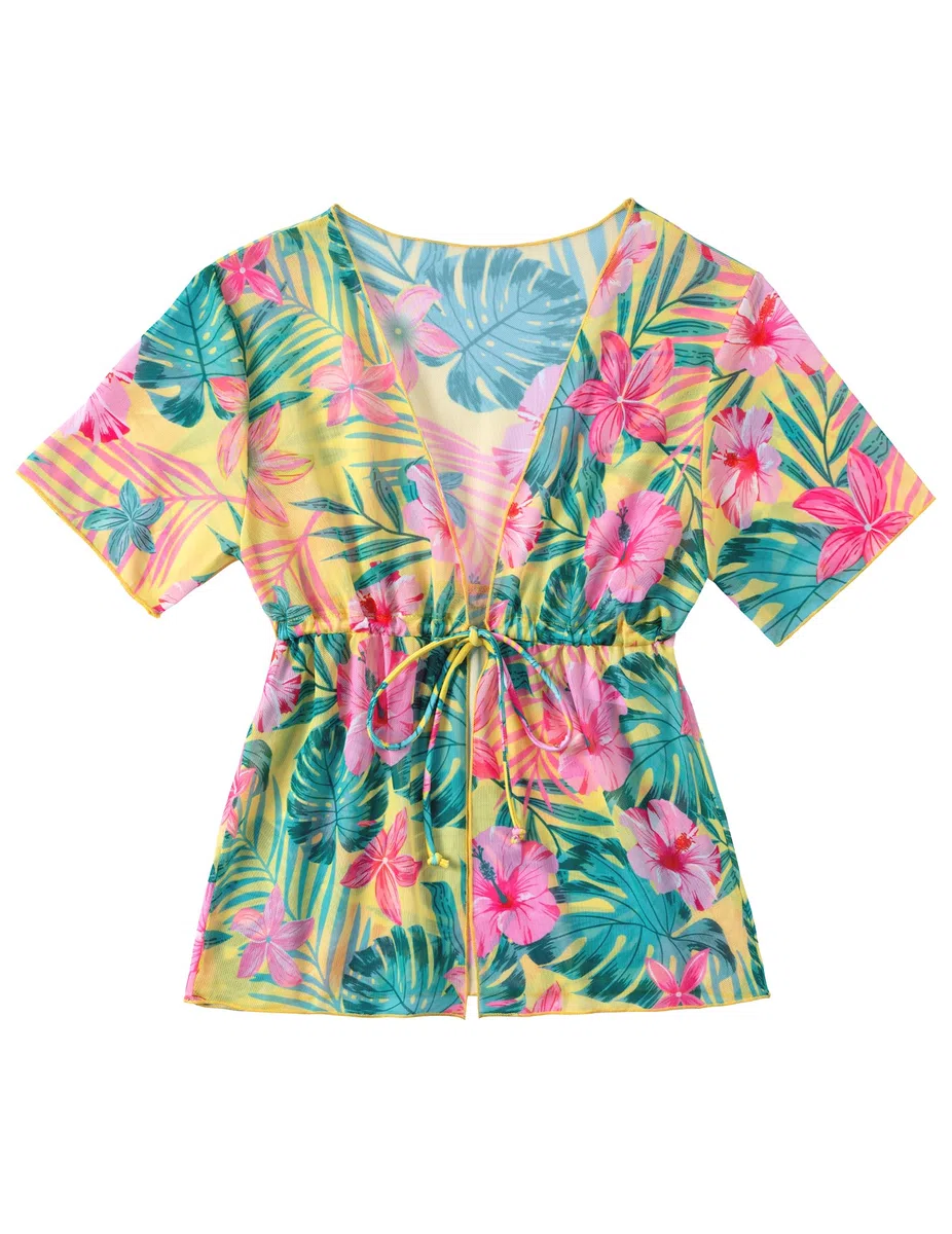 Arshiner Bikini da bambina con pareo, set da 3 pezzi, costume da bagno estivo da spiaggia, bikini per bambini 7-15 anni
