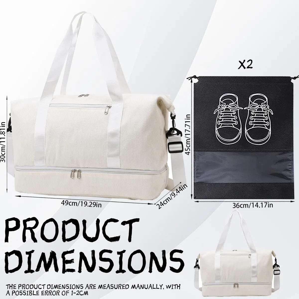 YOUYIKE Borsone da Viaggio Donna Borsa 40x30x20 con 2 Pezzi Borse per Scarpe Scomparto Scarpe Viaggio Pieghevole Separazione a Secco e a Umido Borsa Piscina Palestra Weekend Aereo Bagaglio Sportiva | borsa da viaggio 40l