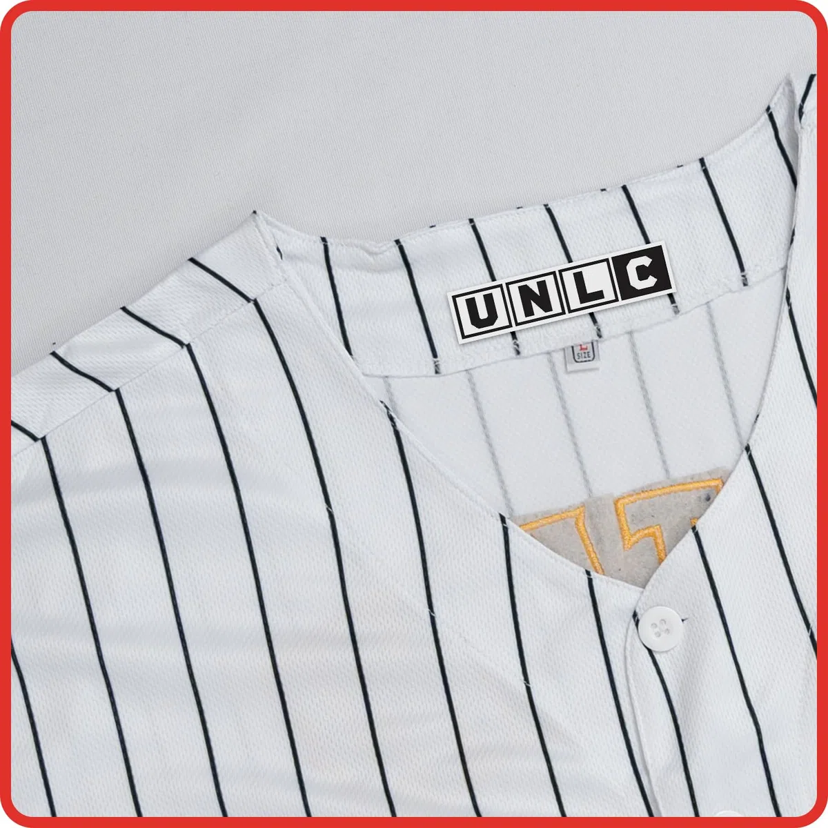 UNLC - Maglia da baseball Ohtani 16# Giappone da uomo a righe bianche - lettere e numeri cuciti, abbigliamento autentico per fan, poliestere traspirante, taglia S
