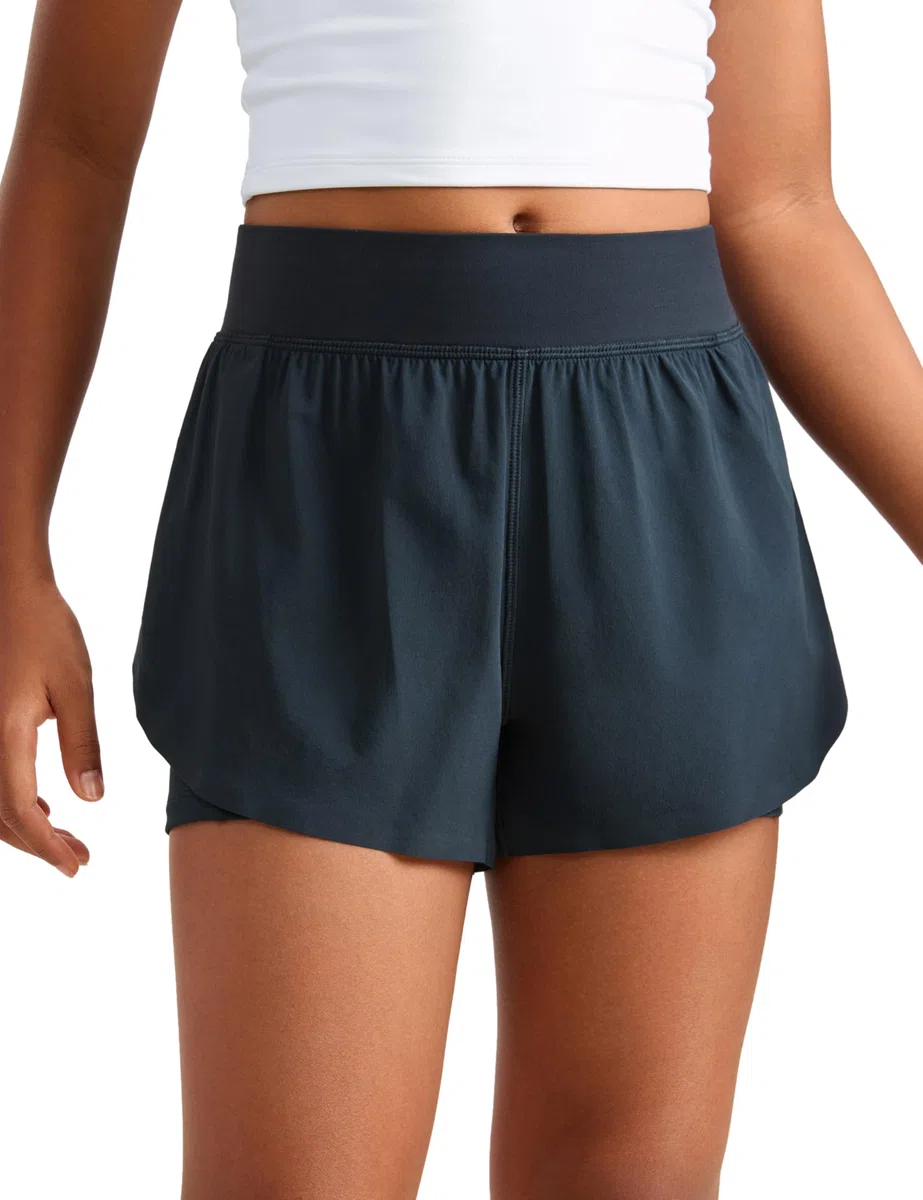 CRZ YOGA Ragazze 2 in 1 Delfino Atletico Correre Pantaloncini con Tasche Allenamento Casuale Tennis Calcio