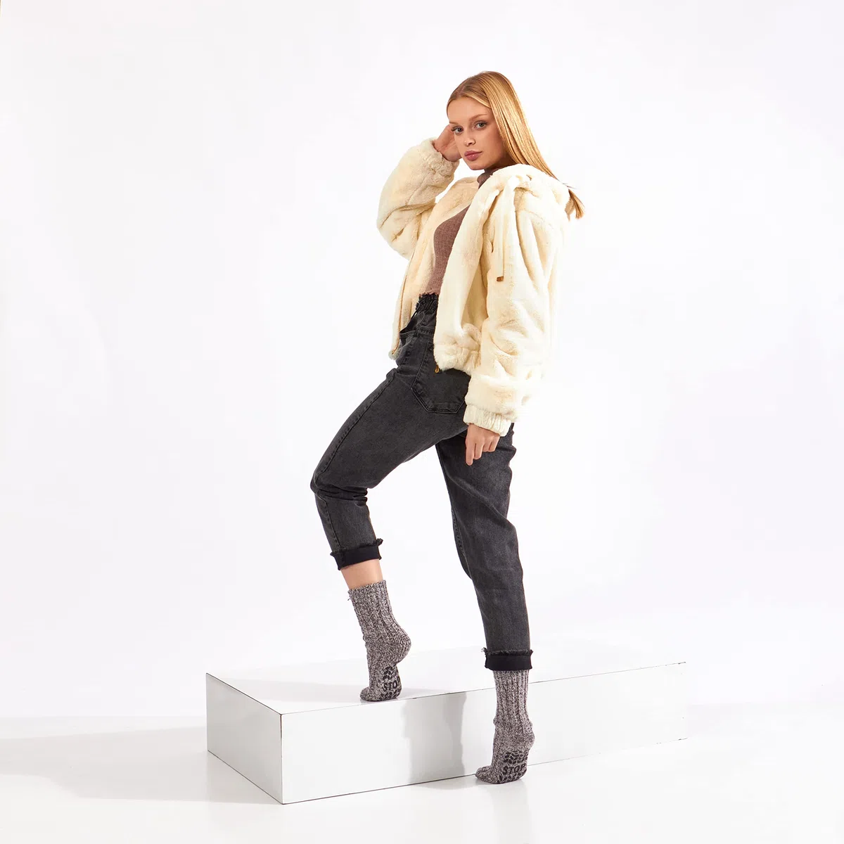 GoWith 1 paio di calzini da donna in lana, extra spessi, caldi, antiscivolo, comodi calzini invernali, modello: 2043