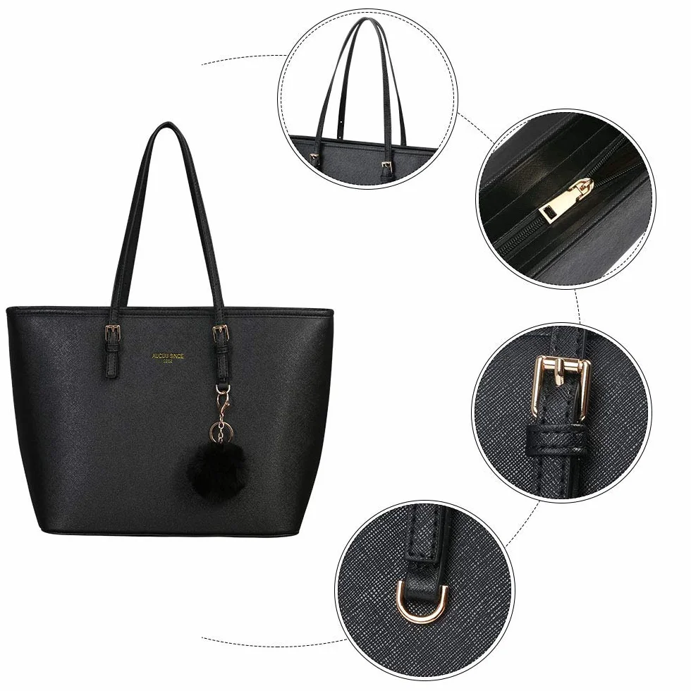 URAQT Borse Tote Donna, Borsa della spesa Borse Donna da Spalla Semplice Grandi Capacità Moda Tote Bag Borse Donna Grandi Borse Nera…