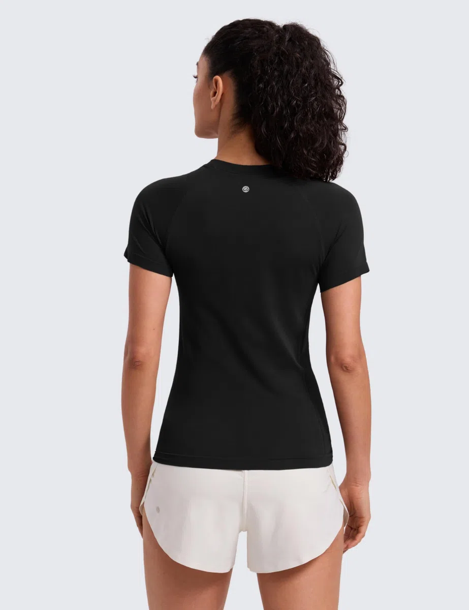 CRZ YOGA Seamless Top da Allenamento da Donna Manica Corta Atletica Tees Traspirante Gym Corsa Yoga