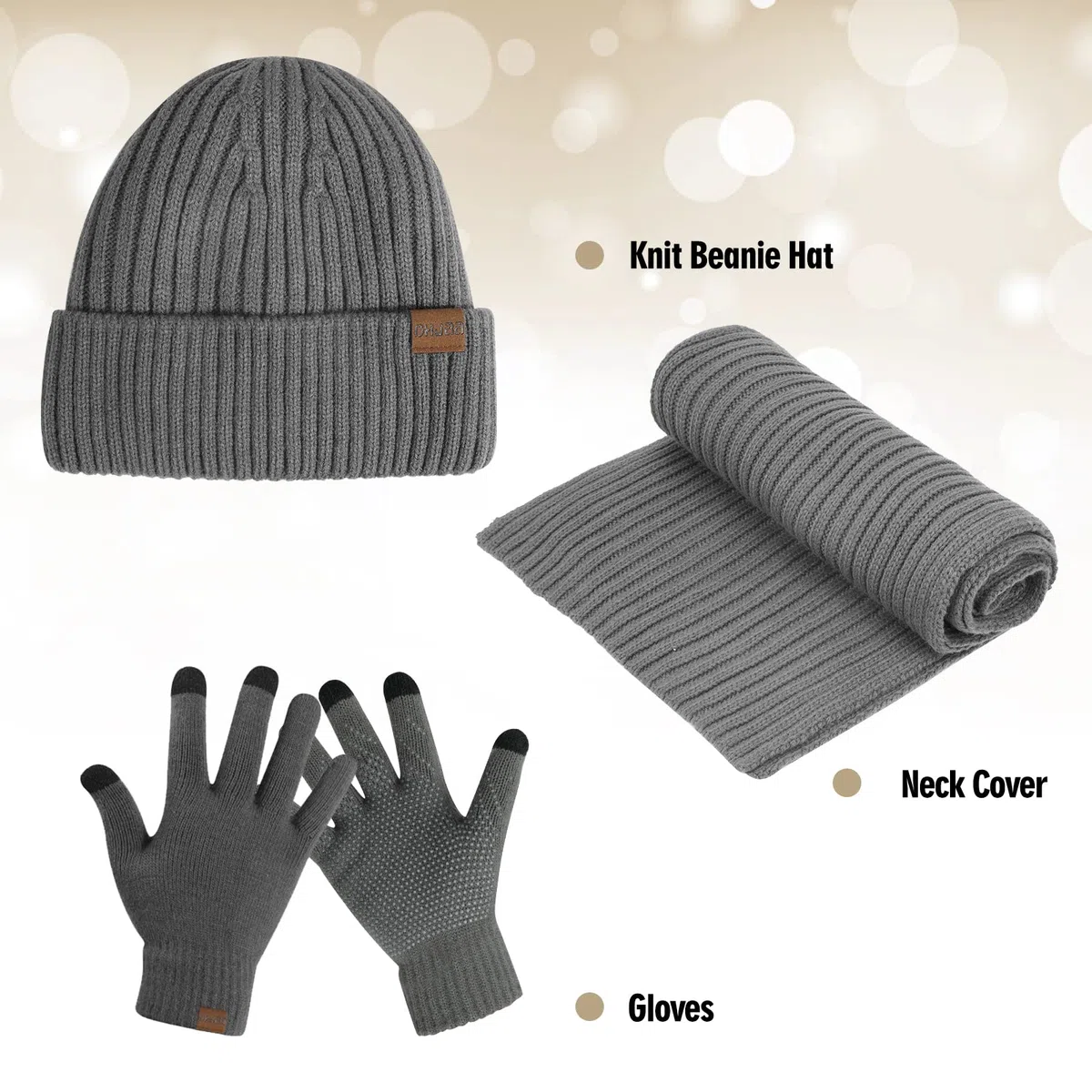 TAGVO Set Invernale Uomo: Guanti Touch Screen, Sciarpa Lunga e Cappello In Maglia - Regalo Morbido Per Outdoor