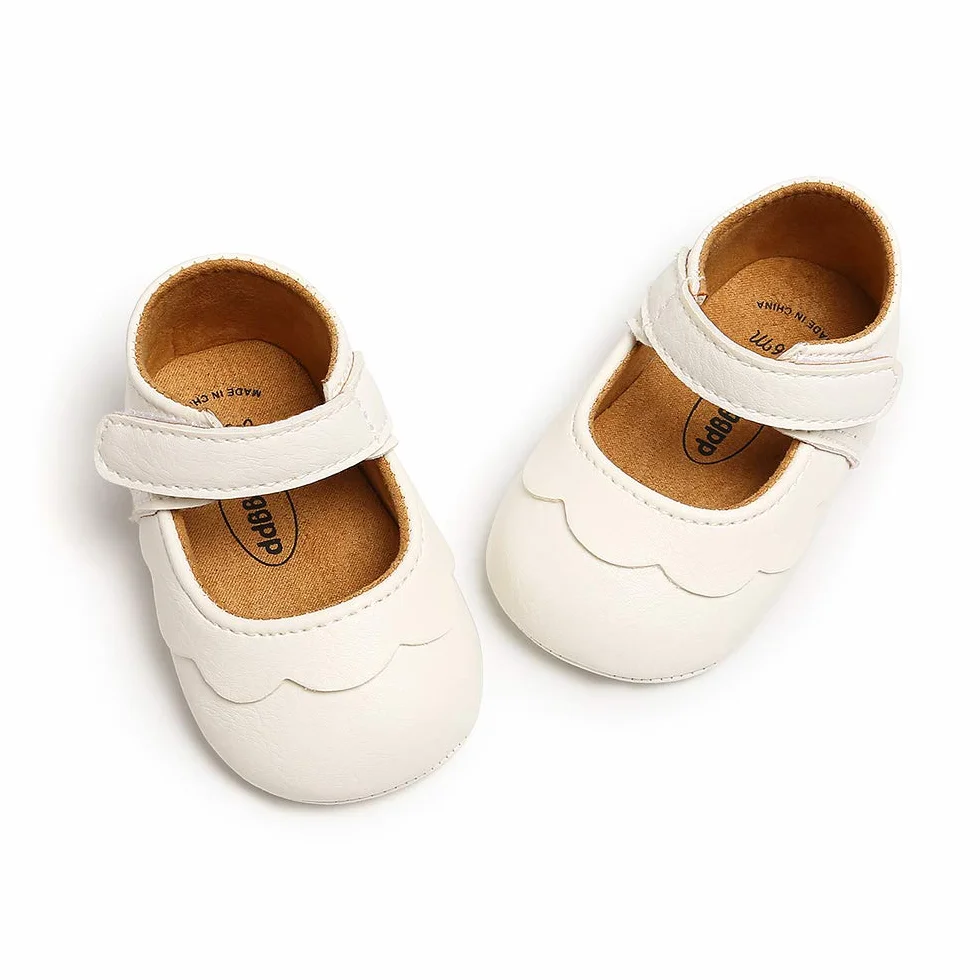 MASOCIO Scarpine Neonata in Morbida Pelle Scarpe Bambino Primi Passi con Suole Morbide Scarpette Antiscivolo per Bimba 0-18 Mesi