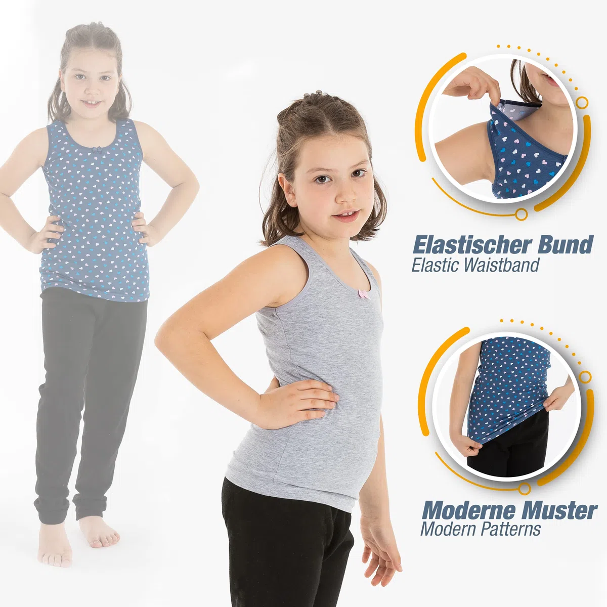 LOREZA ® 5 Cannottiera da Bambina in Cotone Canotta Intima Vari Disegni Intimo 2-15 Anni