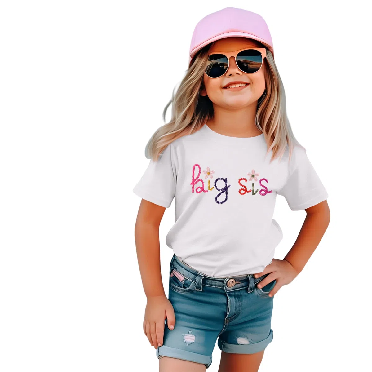 Big Sister Shirt Baby Annuncio per ragazze Tshirt con Big Sis Ricamo Bambino Promosso a Grande Sorella T-Shirt Dolce Ricamata Cotone Top Estate Manica Corta Camicie