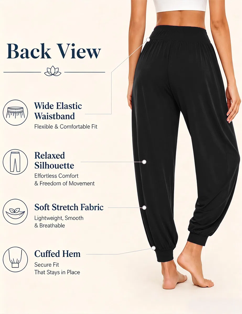 Terecey Pantaloni Harem Donna,Pantaloni da Yoga Donna con Tasche,Pantaloni Donna Eleganti Vita Alta,Pantaloni Donna sprotivi Cotone per Jogging, Danza, Pilates S-3XXL