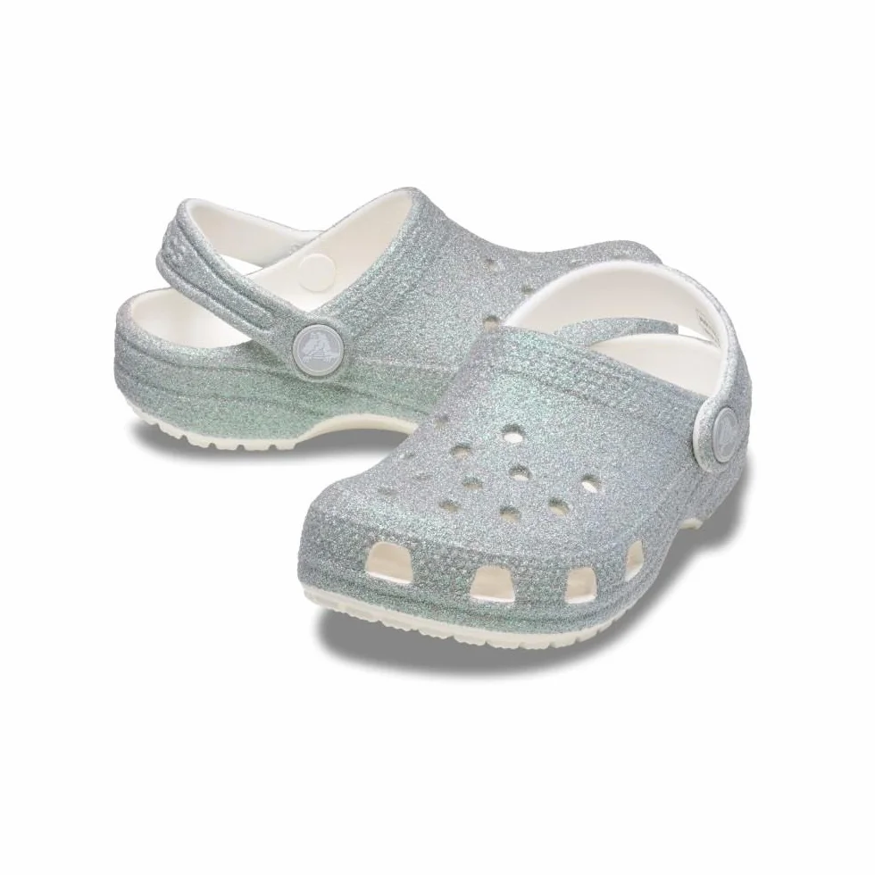 Crocs Classic Iridescent Glitter Cgk, Zoccoli Unisex - Bambini e Ragazzi, Bianco, 30/31 EU