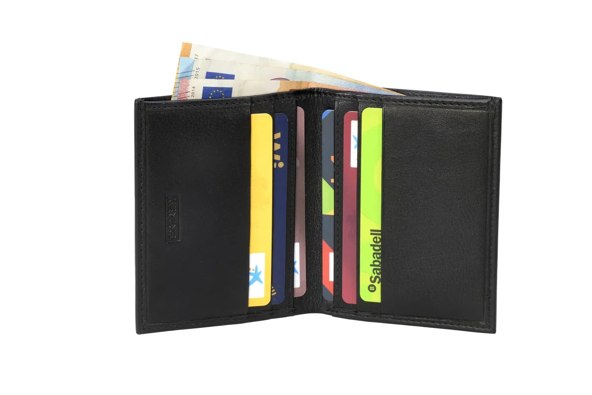 HEMING Portafoglio uomo slim nero - 100% pelle - piccolo sottile - Porta soldi e carte di credito - Portacarte - compatto