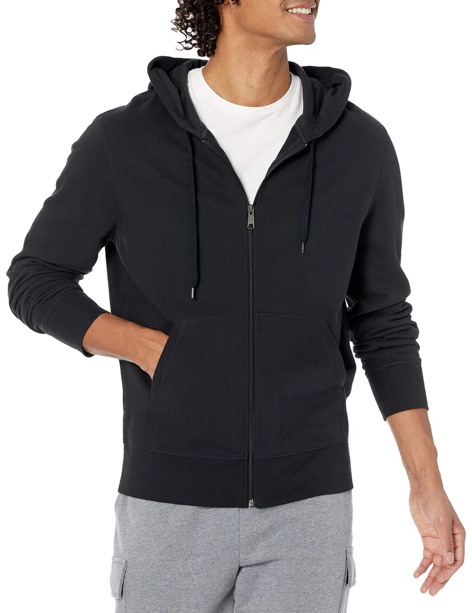Amazon Essentials Uomo Felpa Leggera con Cappuccio in French Terry con Zip Integrale vestibilità Comoda