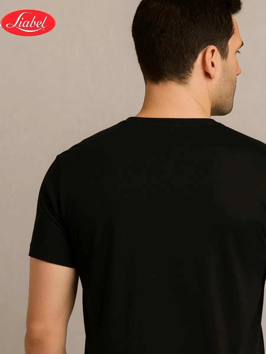 Liabel 2pz Maglia Uomo Caldo Cotone Garzato 100%,T Shirt Cotone Felpato Girocollo o Scollo a V, Maglie Intime Uomo Invernali Anallergiche