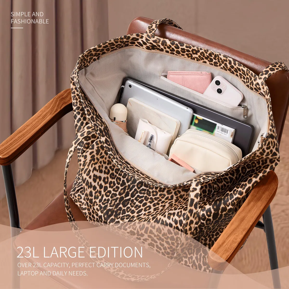 KALIDI Grande borsa tote da donna in pelle PU con cerniera per lavoro, shopping, scuola, viaggi