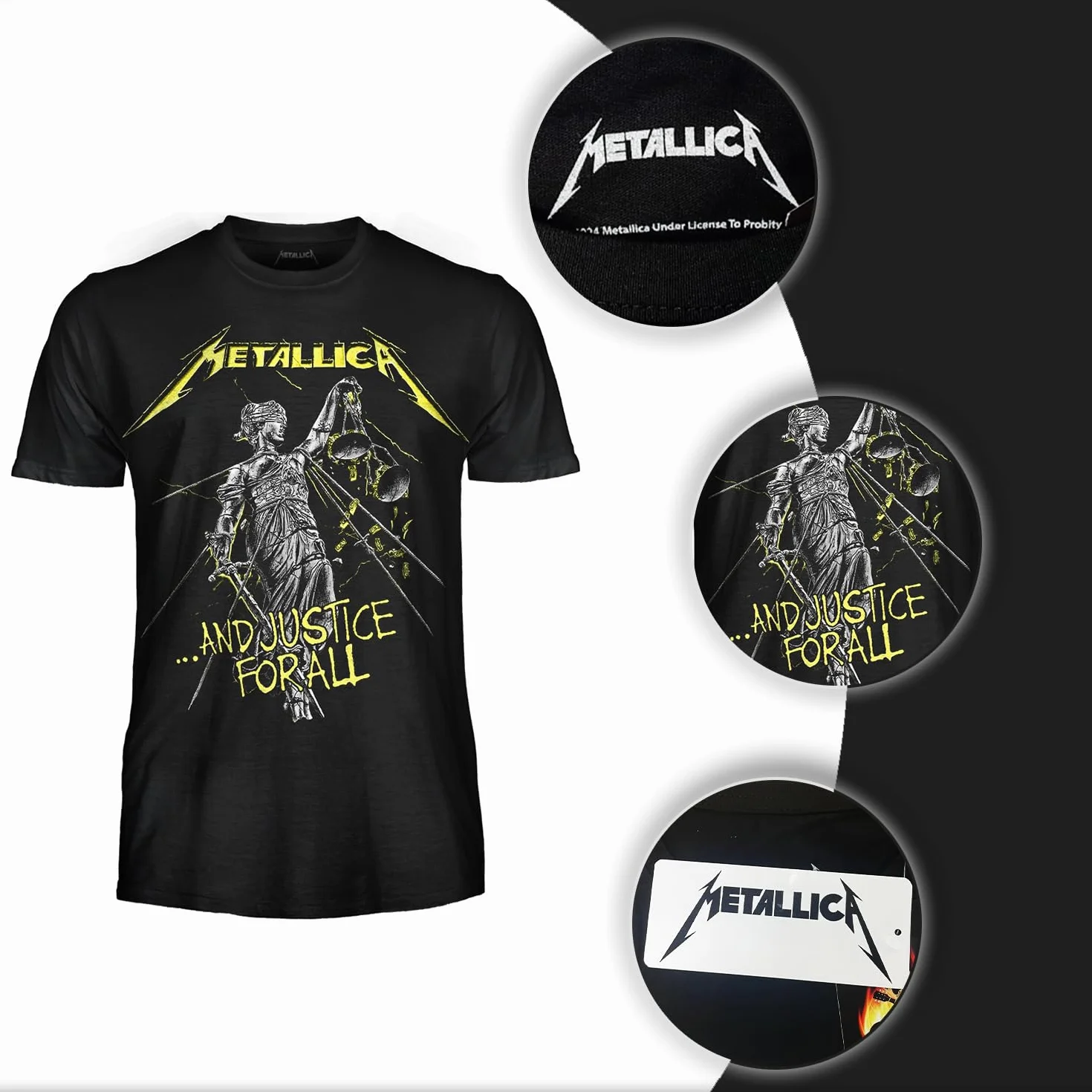 Metallica T-Shirt And Justice for all. Maglietta Rock Ufficiale. Band Heavy Metal. Maglia Unisex Adulto Ragazzo.