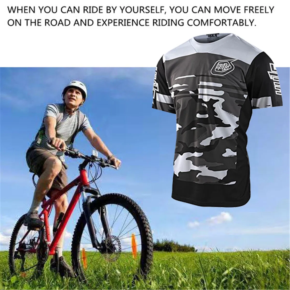 HULG MTB Tops Maglia da Ciclismo Manica Corta da Uomo, Comodae Leggera, Ad Asciugatura Rapida, Maglia Manica Corta da Ciclismo per MTB Road Bike/Multisport/Fitness