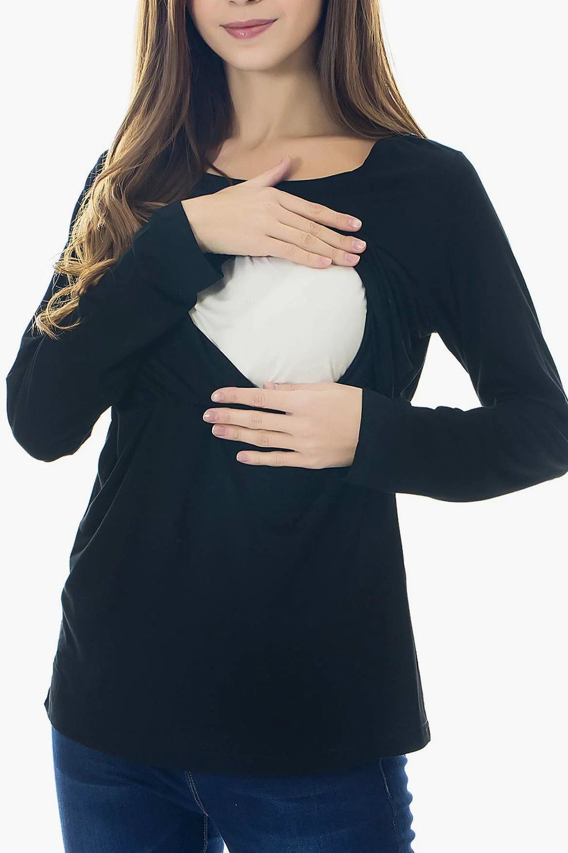 Smallshow Donna Top per Allattamento a Maniche Lunghe 3 Pack
