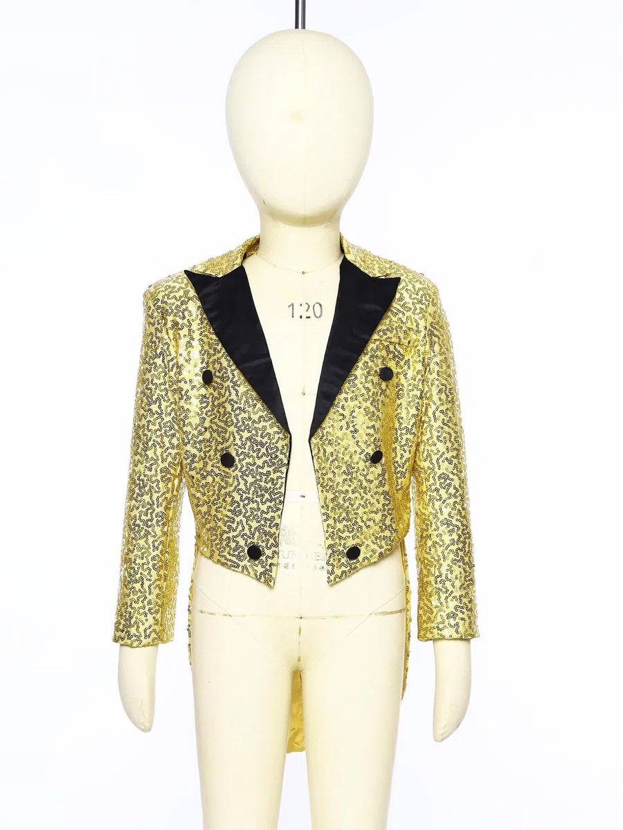 Freebily Blazer Bambini e Ragazzi Frac Giacca con Paillettes Tailcoat Cappotto Gentiluomo Giacca Tuxedo da Cerimonia Matrimonio Nuziale Formale Smoking Coprispalle Jacket
