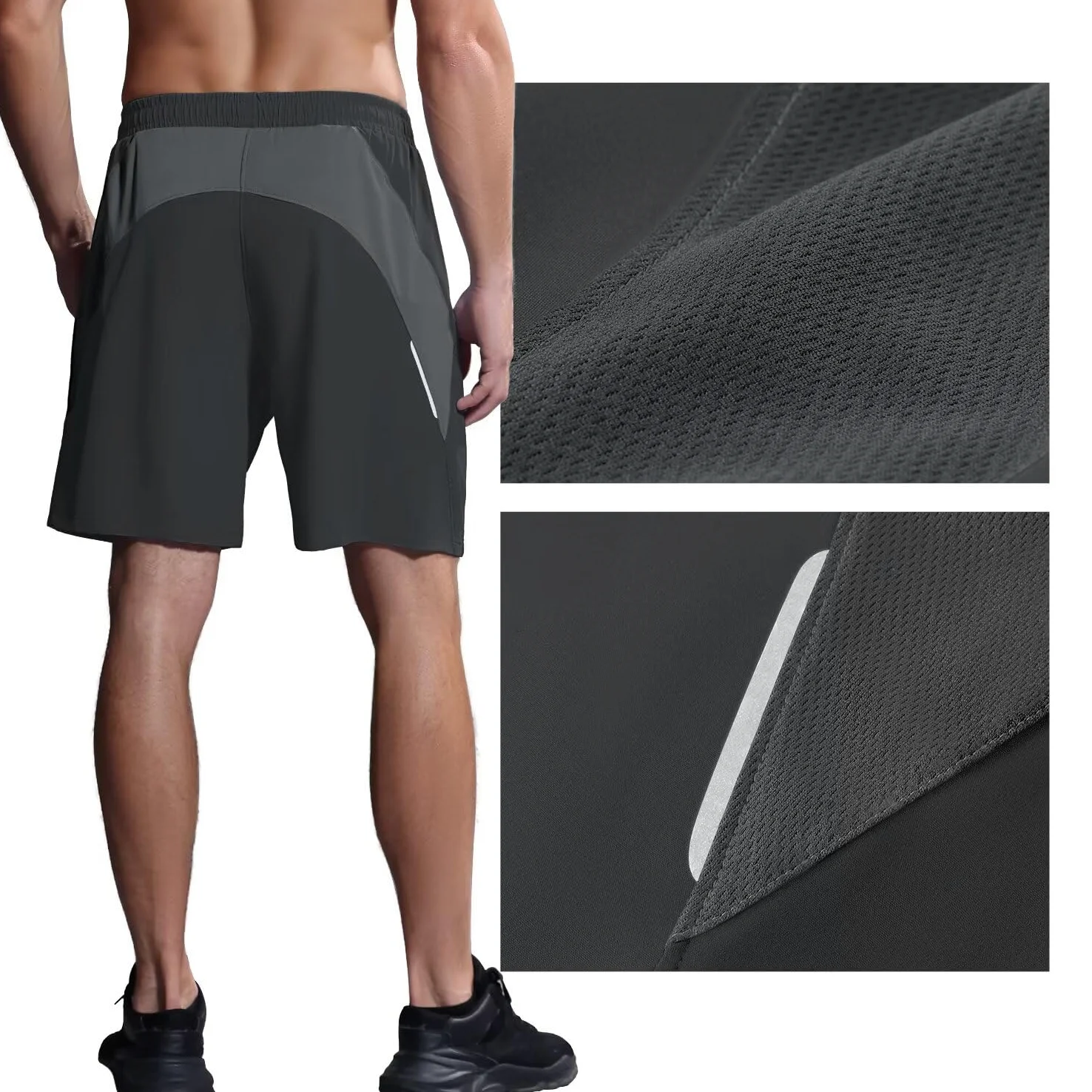 HMIYA Pantaloncini Running Uomo Leggero Sportivi Shorts Asciugatura Veloce Palestra Corsa Calzoncini con Tasca con Cerniera