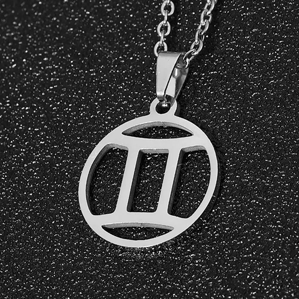 ZENSE - Collana zodiaco Gemelli da uomo ZP0236, diametro 2 cm, con catena