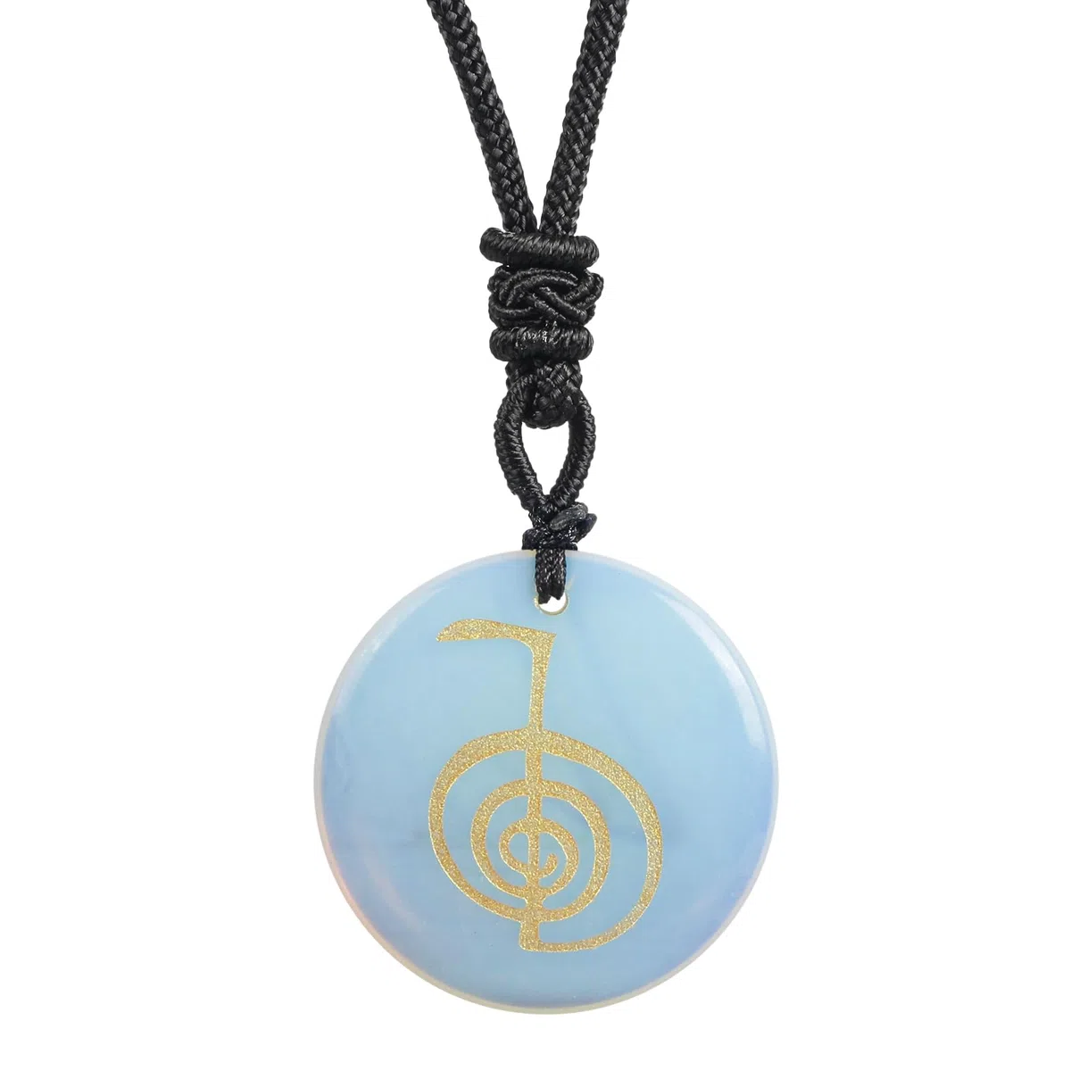 Collana con ciondolo a forma di moneta fortunata a spirale con simbolo Reiki, per uomini e donne, regolabile, 60-65 cm