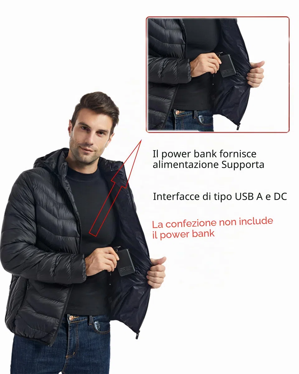 Monave Piumino Riscaldato Uomo Donna Giacca Riscaldato con 23 Elementi Riscaldanti in Grafene, 3 Livelli di Temperatura, Gilet Riscaldato per Moto, Pesca, Attività all'aperto