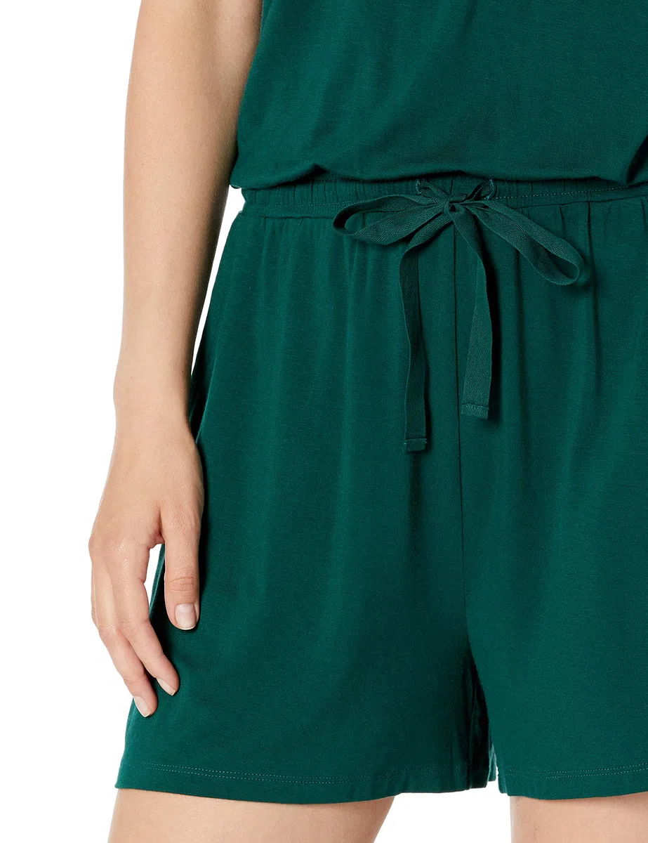 Amazon Essentials Pagliaccetto a Maniche Corte con Scollo Ampio Donna