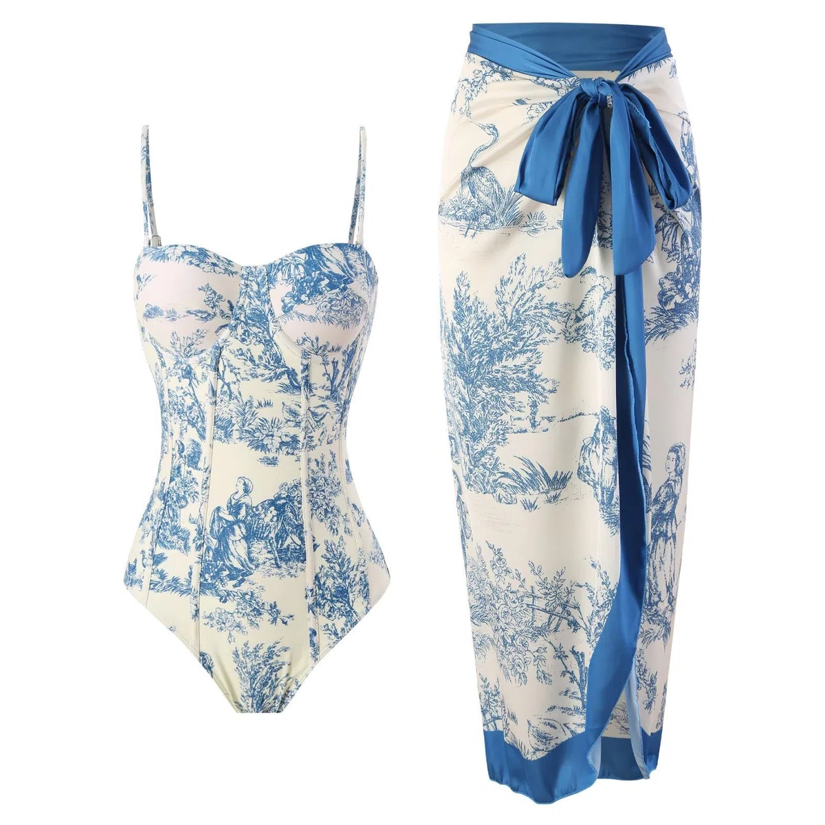Costume da bagno da donna con coppe e coppe Curvy, costume da bagno da donna, costume da bagno monokinis Shape Swimwear Push Up Verde Blu Fiori 2 pezzi Adolescente Ragazza Costume da bagno intero