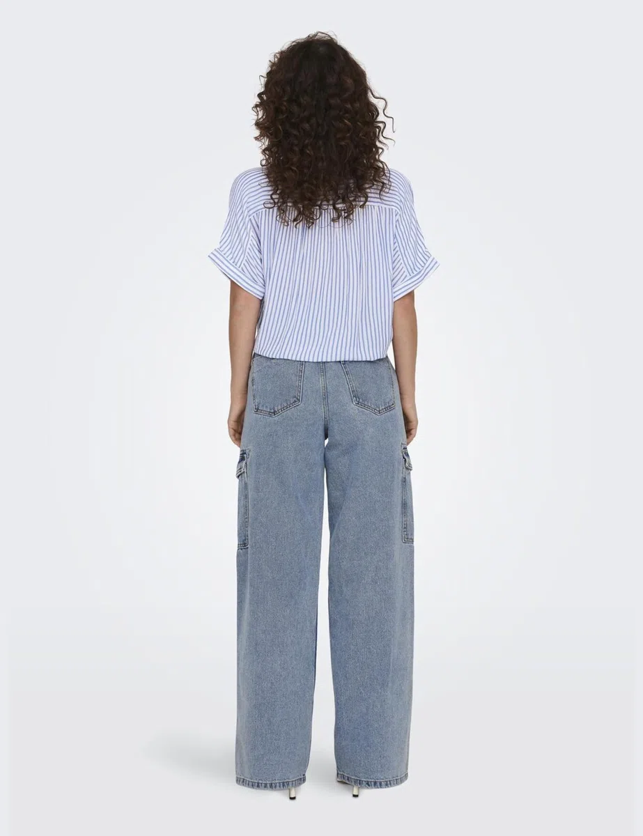 ONLY Camicia da Donna Maniche Corte e Nodo al Collo, soffice e Chic