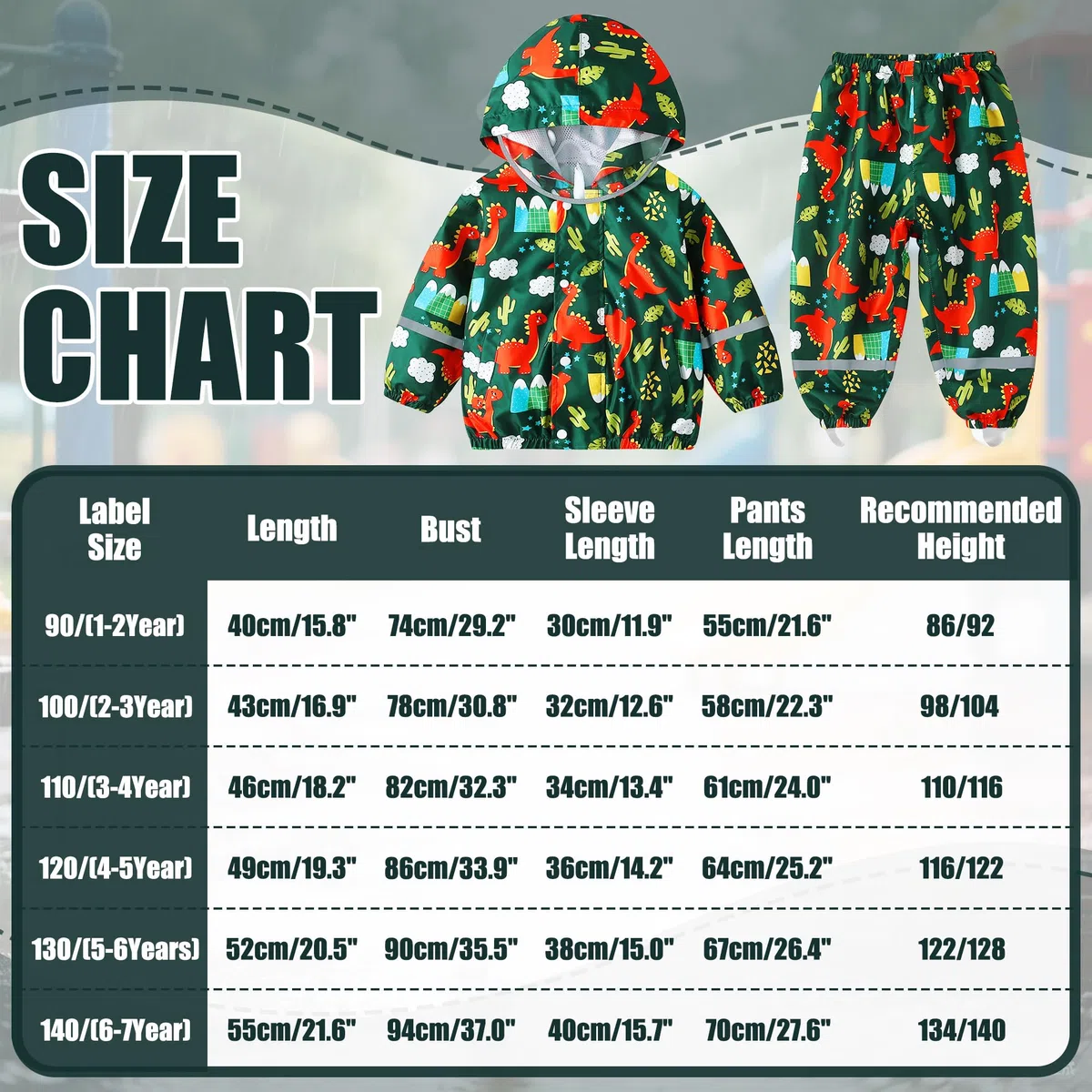 Tuta Impermeabile Ragazze, Leggero Antipioggia Giacca & Pantaloni Impermeabili con Riflettenti 2 Pezzi Set, Bambini Fodera in Rete Pioggia Completo Abbigliamento per Bambina 1-7 anni