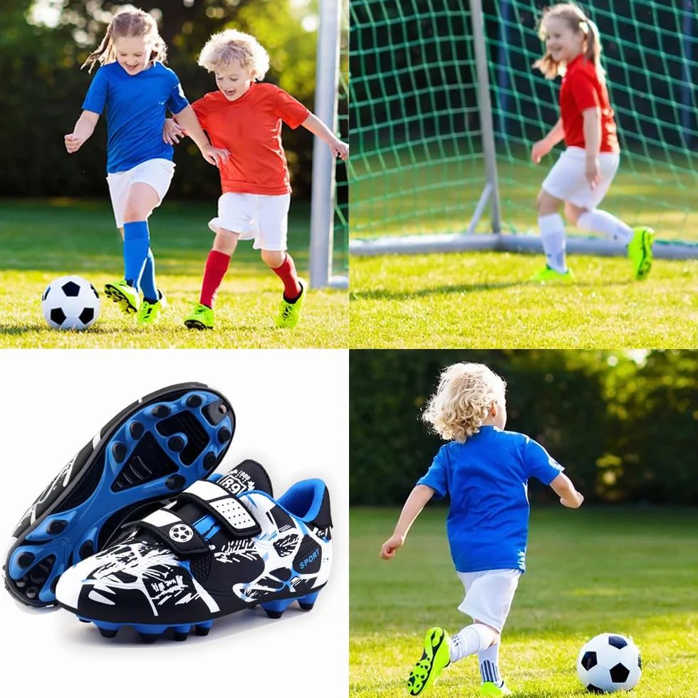 Scarpe da Calcio Ragazzi Ragazze Scarpe da Calcio Bambini Scarpe da Allenamento Antiscivolo per Esterni Unisex Sneakers 28-37