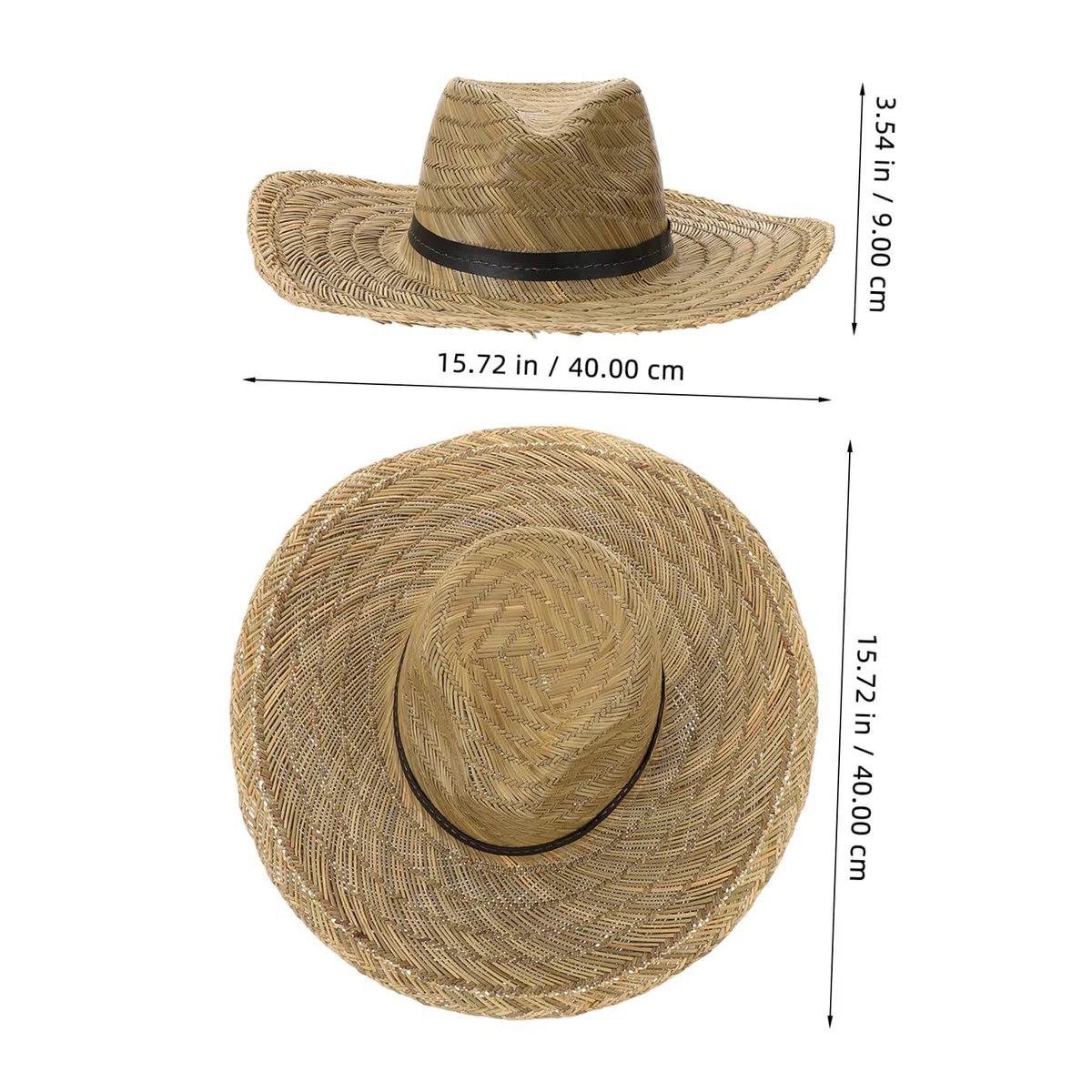 Cappello da Spiaggia Estivo da Uomo con Ampia Falda, Protezione UV, Leggero in Paglia, per Vacanze al Mare, Piscina e attività all’Aperto, Taglia l (58-60 Cm)