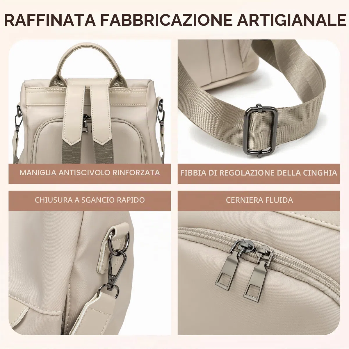 shepretty Zaino Donna antifurto Borsa Tracolla Zainetto Viaggio Daypack,12911-1
