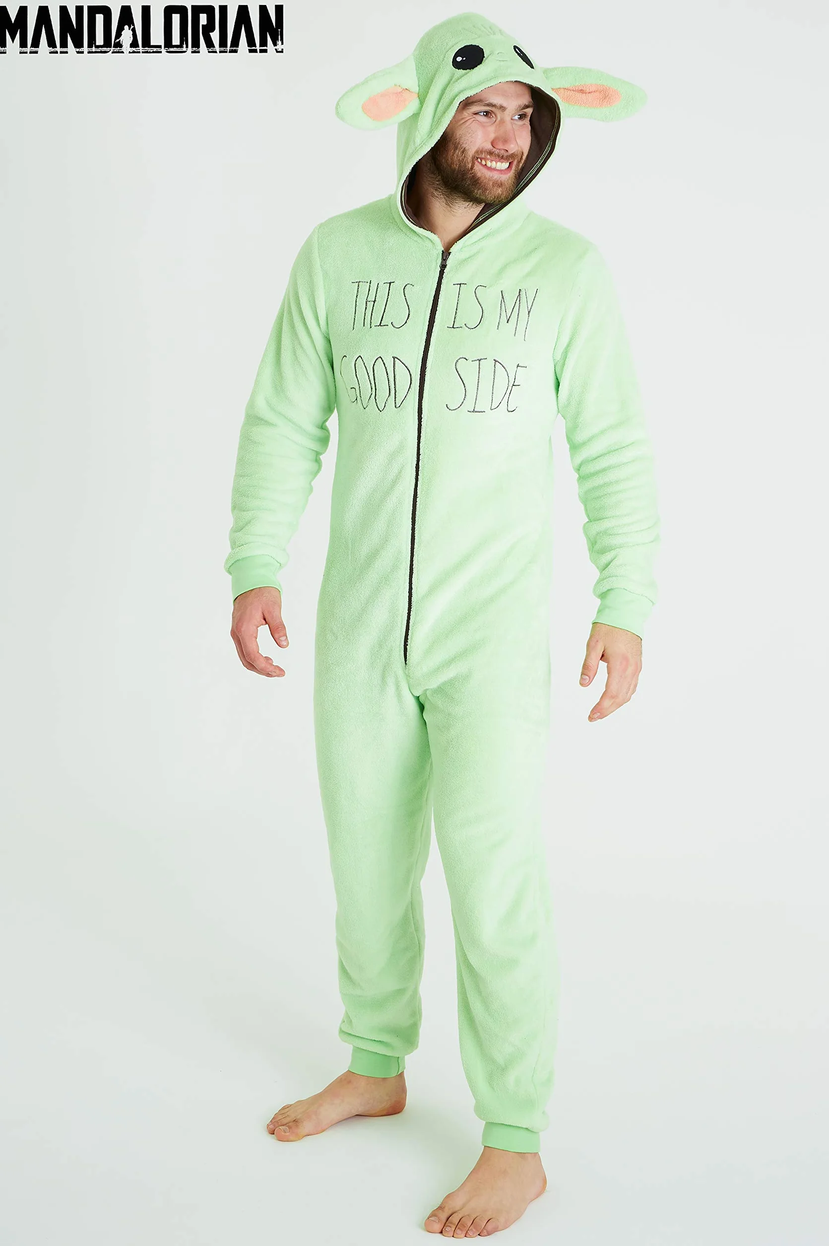 Disney The Mandalorian Baby Yoda Pigiama Uomo Intero, Pigiami Unisex The Mandalorian in Morbido Pile S - 3XL