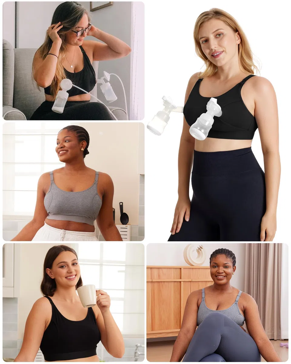 momcozy Reggiseno Allattamento a Mani Libere per Tiralatte, Reggiseno Regolabile per Sostenere Le Pompe e Allattare, Pumping & Nursing in Uno