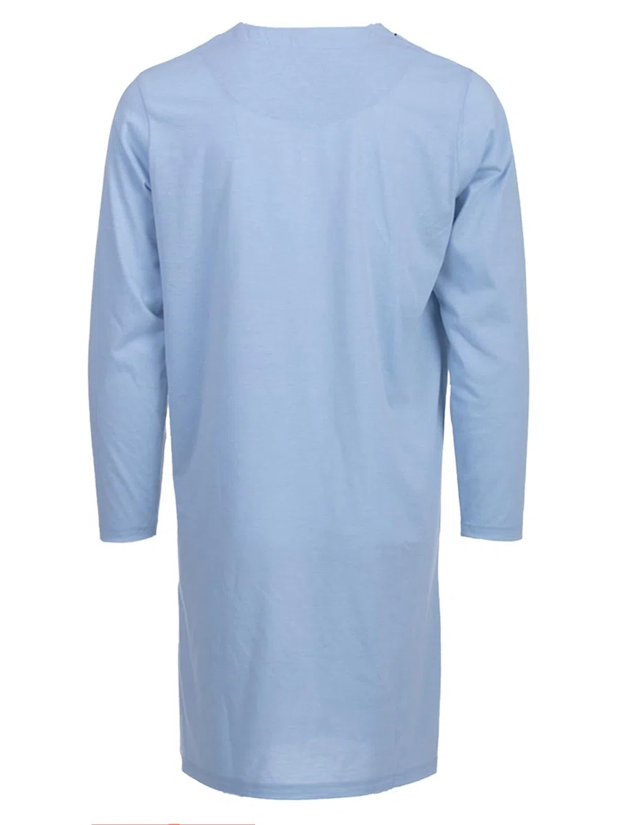 Camicia da notte da uomo a maniche lunghe, tinta unita, tasca sul petto, taglia M-3XL