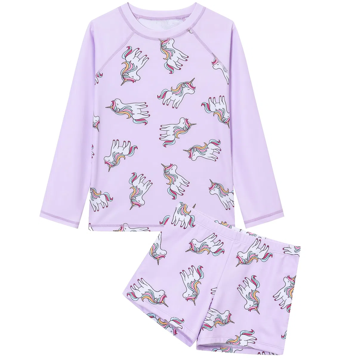 Costume da bagno a maniche lunghe per ragazze, 2 pezzi, ad asciugatura rapida, pantaloncini da spiaggia, costume da bagno estivo per 3-12 anni
