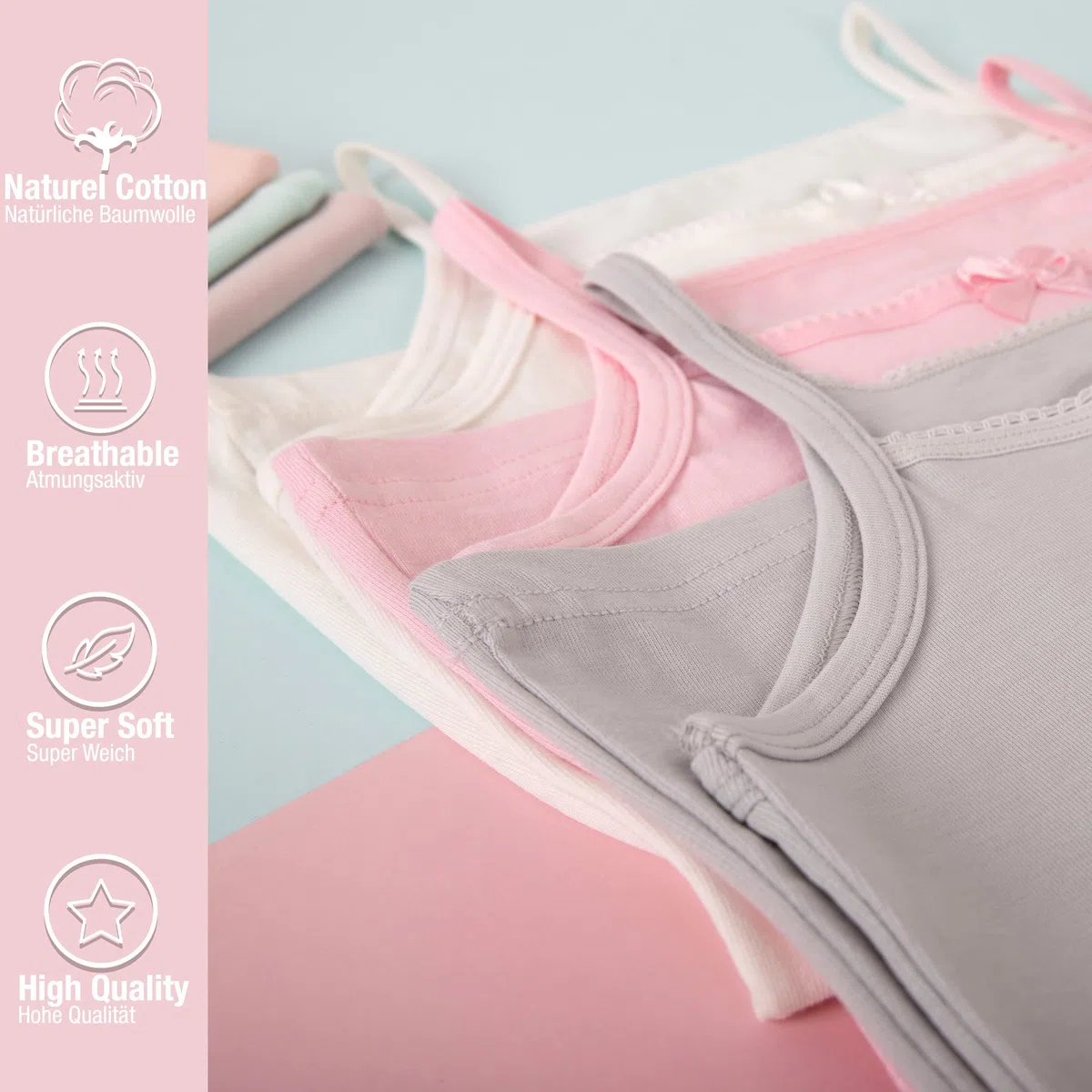 LOREZA ® 6 Cannottiera da Bambina in Cotone Canotta Intima 2-15 Anni