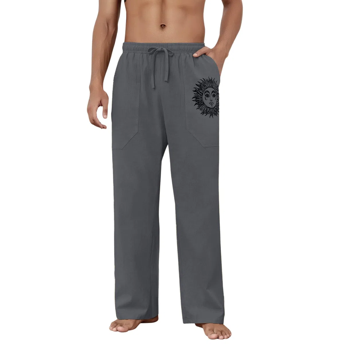 Pantaloni Lino Uomo Estivi Larghi, Pantaloni Uomo Leggeri, Pantaloni Lino Cotone, Pantaloni Jogging Uomo, Pantaloni Casual Spiaggia, Abbigliamento da Casa