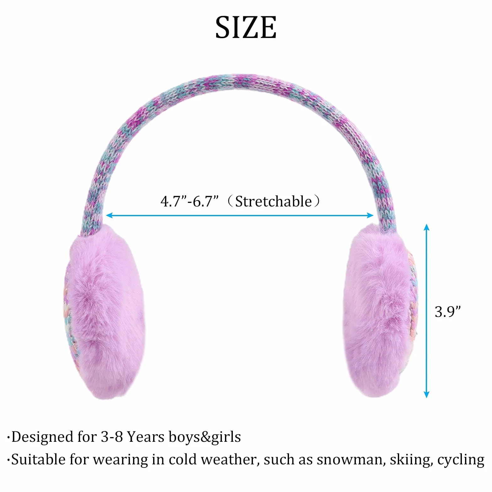 Pesaat Kids Knit Paraorecchie Scaldaorecchie pelosi invernali per esterno per ragazzi e ragazze 3-8 anni