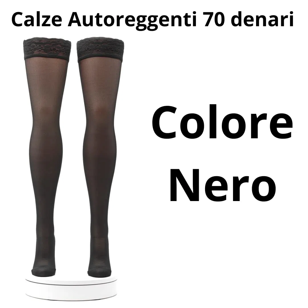 Activa - 2 Paia Calze Autoreggenti a Compressione Graduata Donna 70 Denari mm/Hg 11/14, Calze Contenitive Donna per Circolazione Riposanti e Curative, Calze 100% Made in Italy
