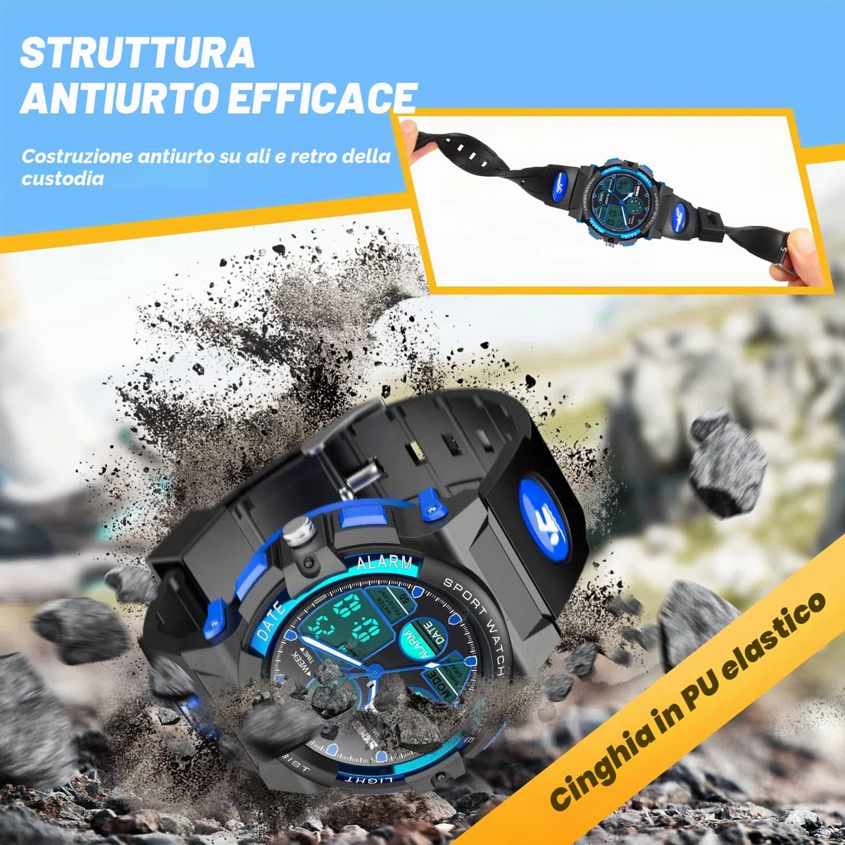 Dislocati Orologio Digitale Bambino, Orologio Sportivo Multifunzionale Impermeabile, Regali per Bambini e Ragazzi