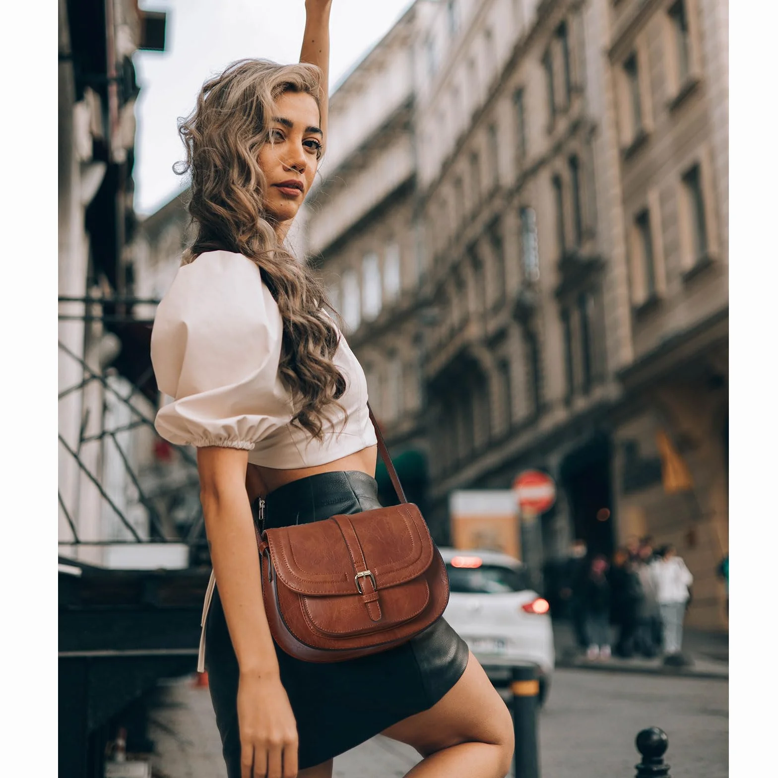 AFKOMST Borsa a spalla signore piccolo, donne PU borse a spalla in pelle, borsa da donna, con tracolla regolabile staccabile