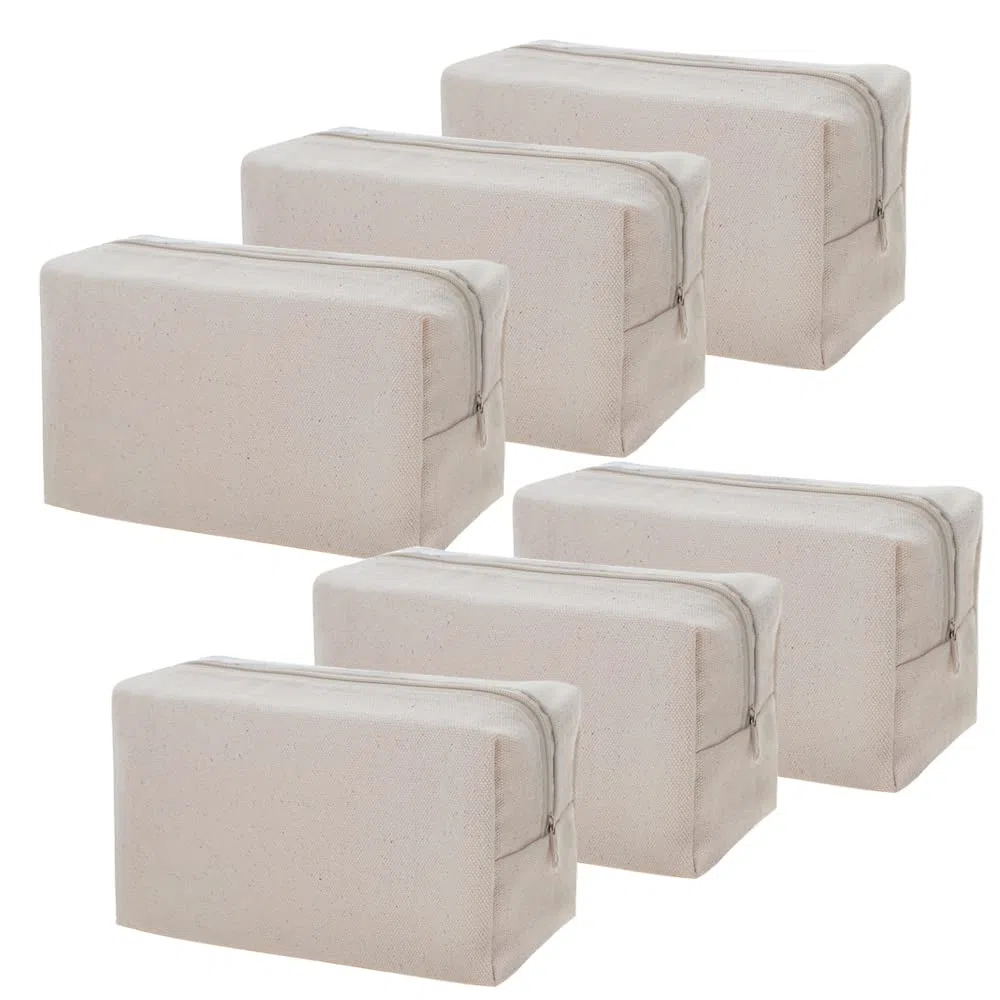 Aspire 6 Pezzi Borse Cosmetica in Tela, 100% Cotone Borsa da Viaggio Trousse Viaggio, Beauty case viaggio 7 x 4 x 3 Pollici